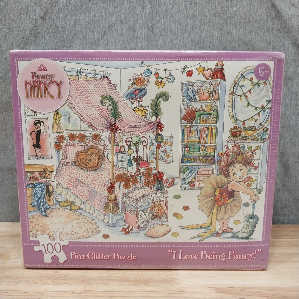 Briarpatch Fancy Nancy Glitter Puzzle Kids 100 Piece 11.5x15 Pink